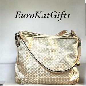 Vintage COACH Handbag Classic Large Cream Light Tan L14 3/4" x H12"xW 5 /4' Lux